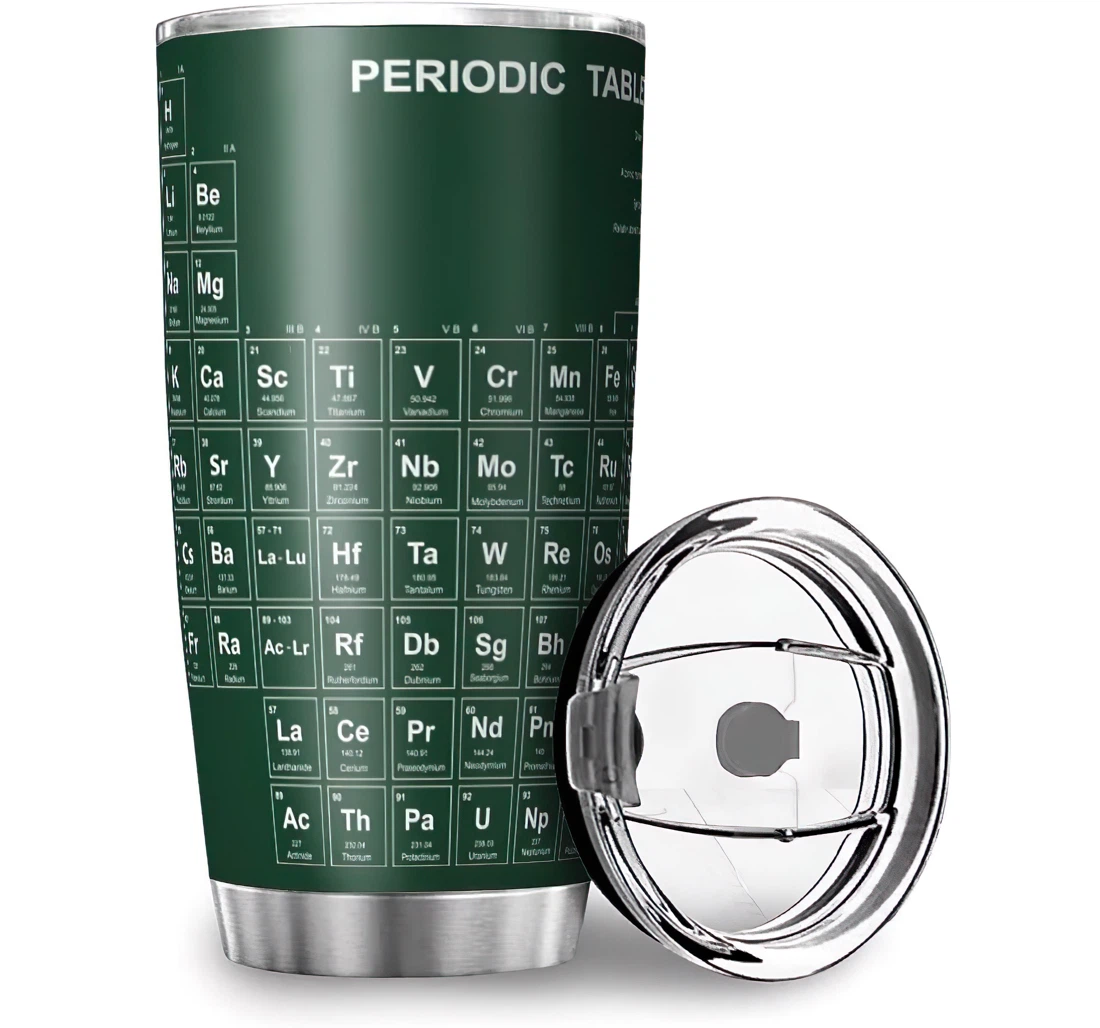 Fun Periodic Table Green Printed Work Fitness Stainless Steel Tumbler Cup