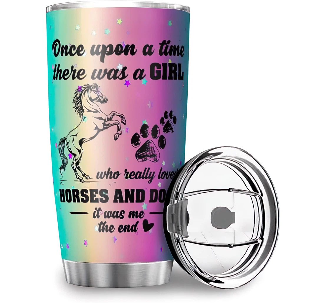 Custom Girl Loved Horse Dog Gradient Color Print Car Husband Wife Stainless Steel Tumbler Cup