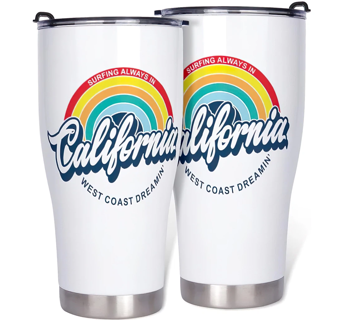 Fun Rainbow California Print Friend Friendship Stainless Steel Tumbler Cup