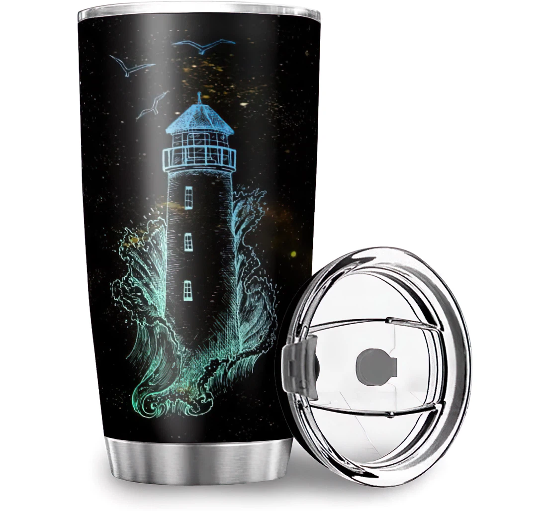 Fun Sea Lighthouse Husband Wife Stainless Steel Tumbler Cup