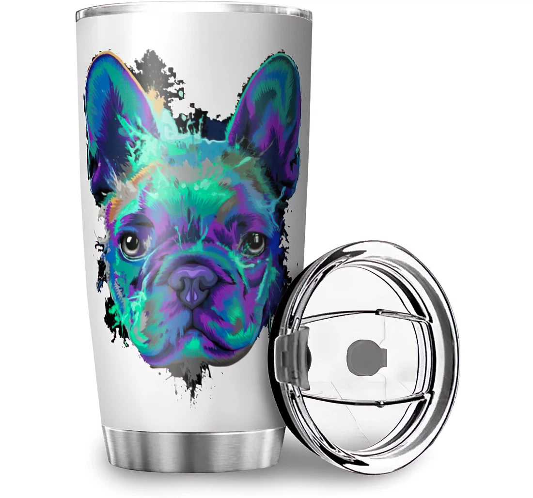 Durable French Bulldog Blue Dog Print Parents Birthday Stainless Steel Tumbler Cup