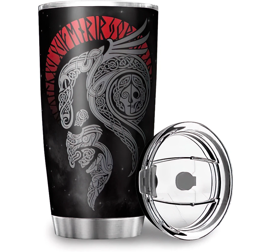 Personalized Viking Odin Hammer Printed Car Home Office School Stainless Steel Tumbler Cup