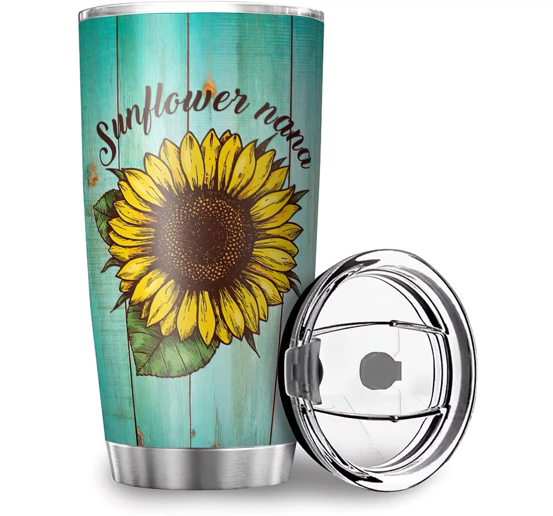 Fun Sunflower Nana Car Friends Coworker Office Stainless Steel Tumbler Cup