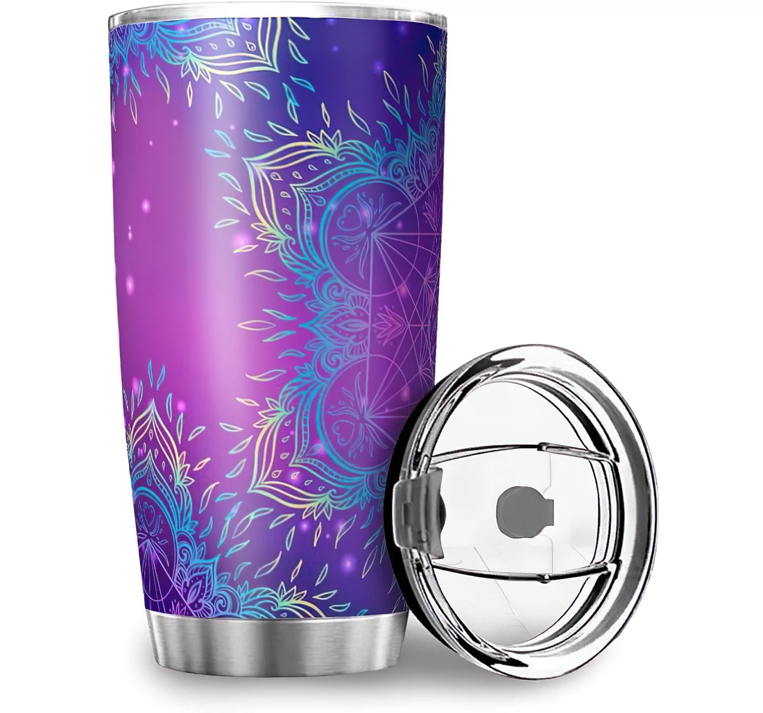 Personalized Purple Blue Flower Design Car Mom Dad Stainless Steel Tumbler Cup