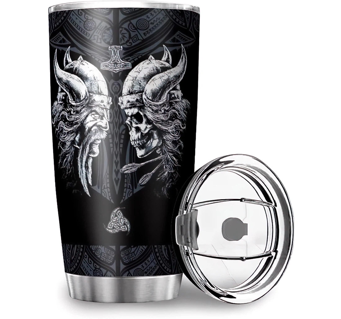 Funny Viking Odin Skull Printed Car Mom Dad Stainless Steel Tumbler Cup