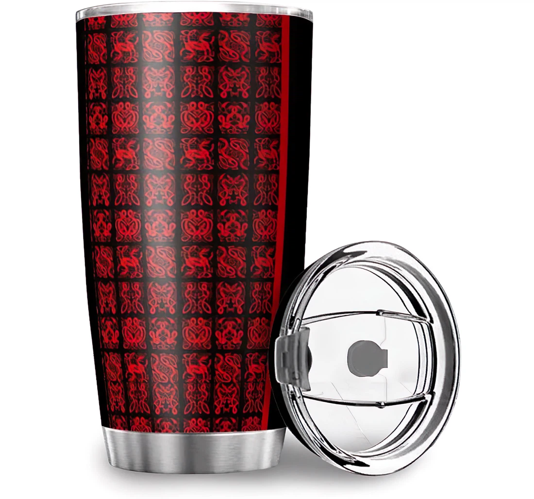 Funny Red Tattoo Viking Car Mom Dad Stainless Steel Tumbler Cup