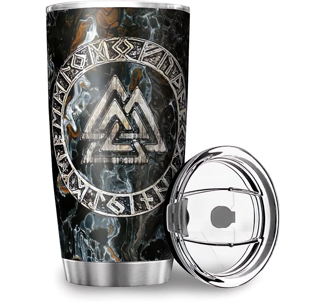 Funny Viking Valknut Circle Runes Printed Friends Coworker Office Stainless Steel Tumbler Cup