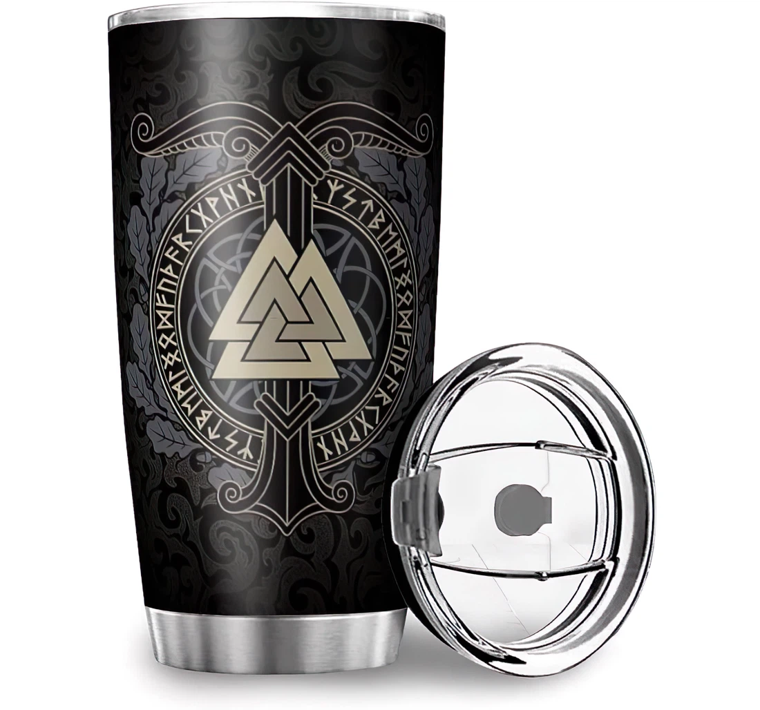 Fun Viking Vegvisir Runes Compass Design Personalized Stainless Steel Tumbler Cup