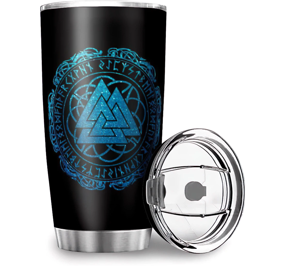 Unique Viking Valknut Printed Cold & Hot Drinks Stainless Steel Tumbler Cup