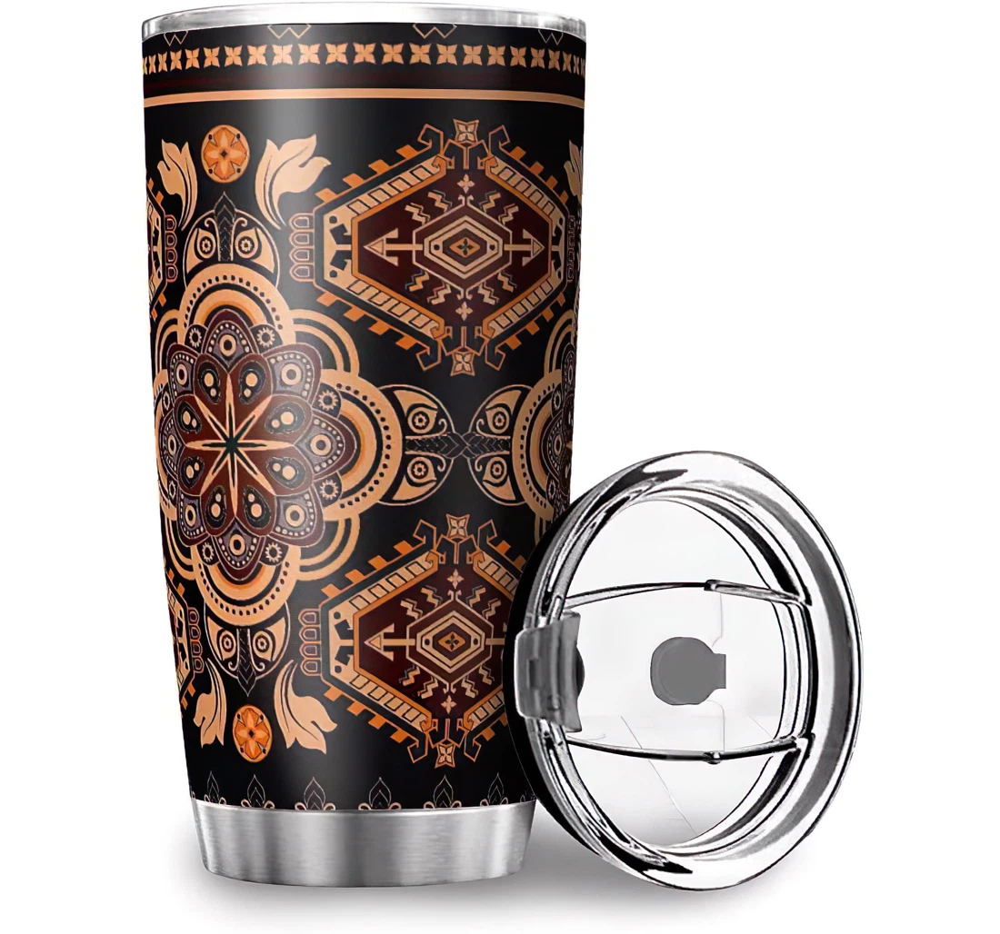 Personalized Brown Bohemian Stainless Steel Tumbler Cup