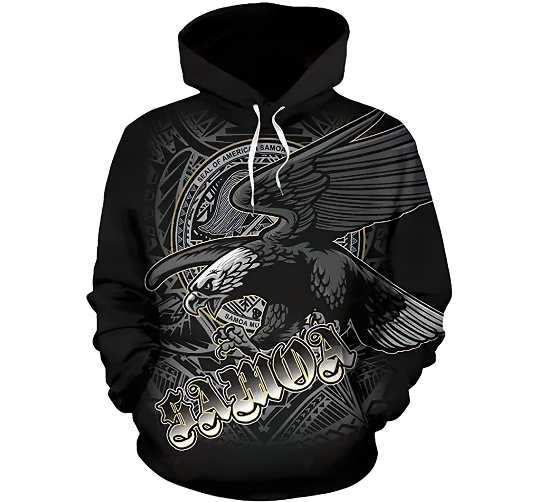 Personalized Name American Samoa Polynesian Eagle - 3D Printed Pullover Hoodie