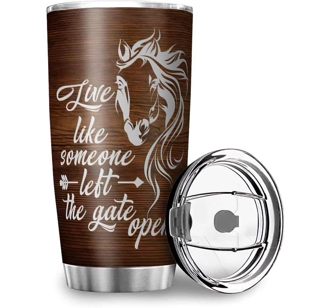 Durable Live Like Someone Horse Design Mom Dad Stainless Steel Tumbler Cup