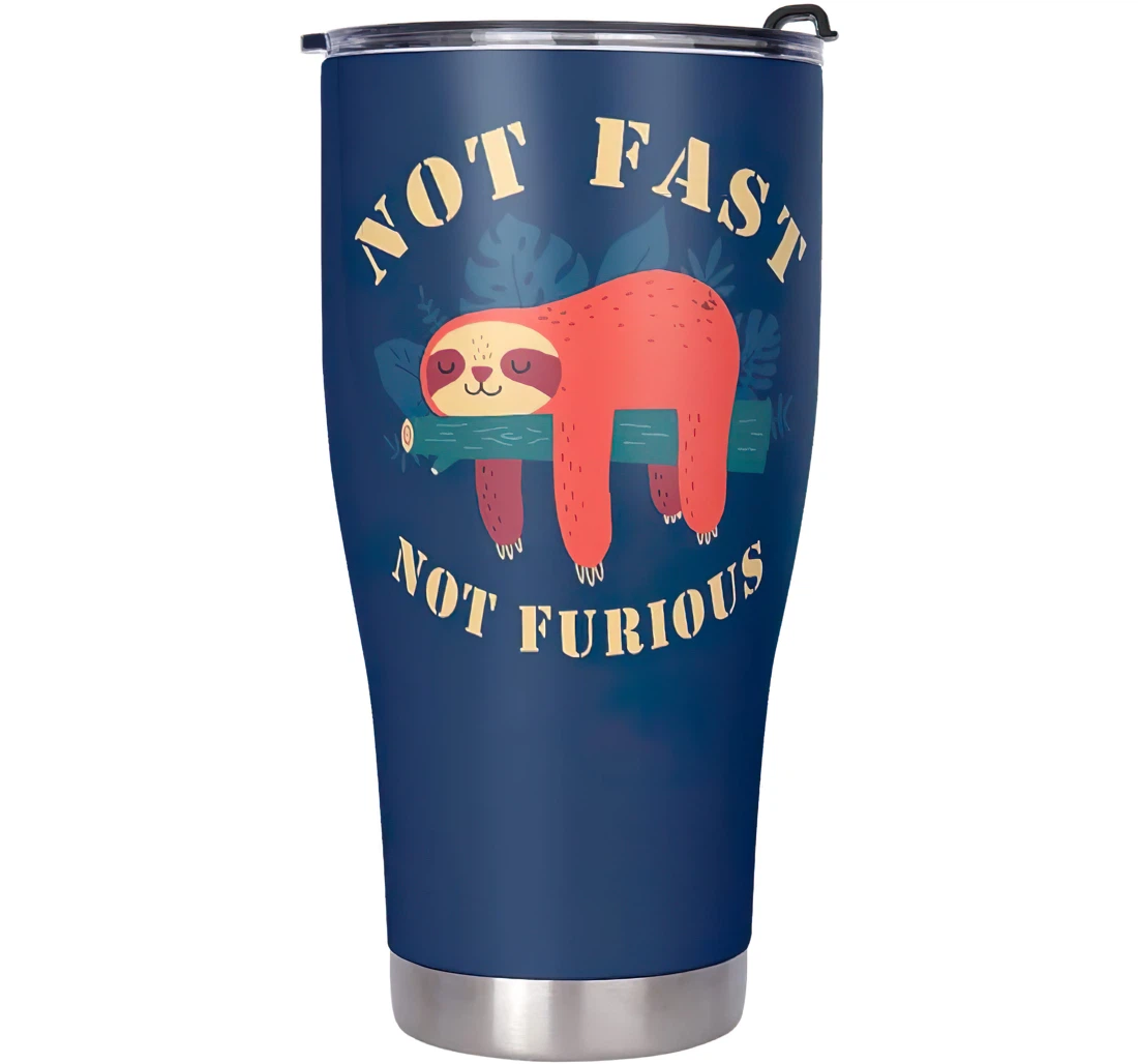 Funny Not Fast Not Furious Printed Car Mom Dad Stainless Steel Tumbler Cup