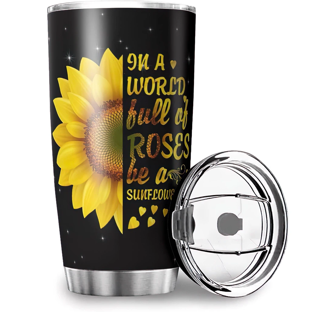 Custom Be A Sunflower Husband Wife 600ml Stainless Steel Tumbler Cup