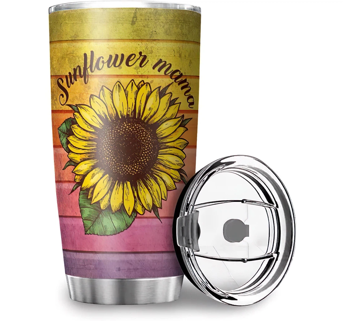 Personalized Sunflower Mama Gradient Color Car Ice Drinks Stainless Steel Tumbler Cup