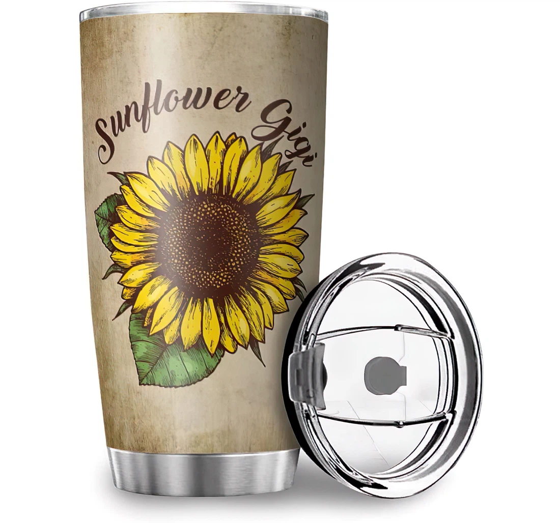 Custom Sunflower Gigi Vintage Printed Mom Dad Stainless Steel Tumbler Cup