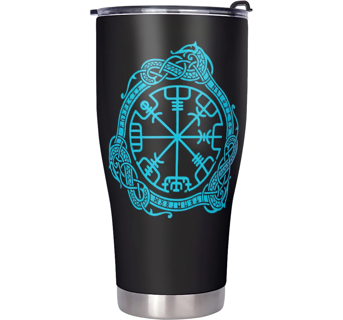 Funny Viking Blue Dragon Compass Print Personalized Stainless Steel Tumbler Cup