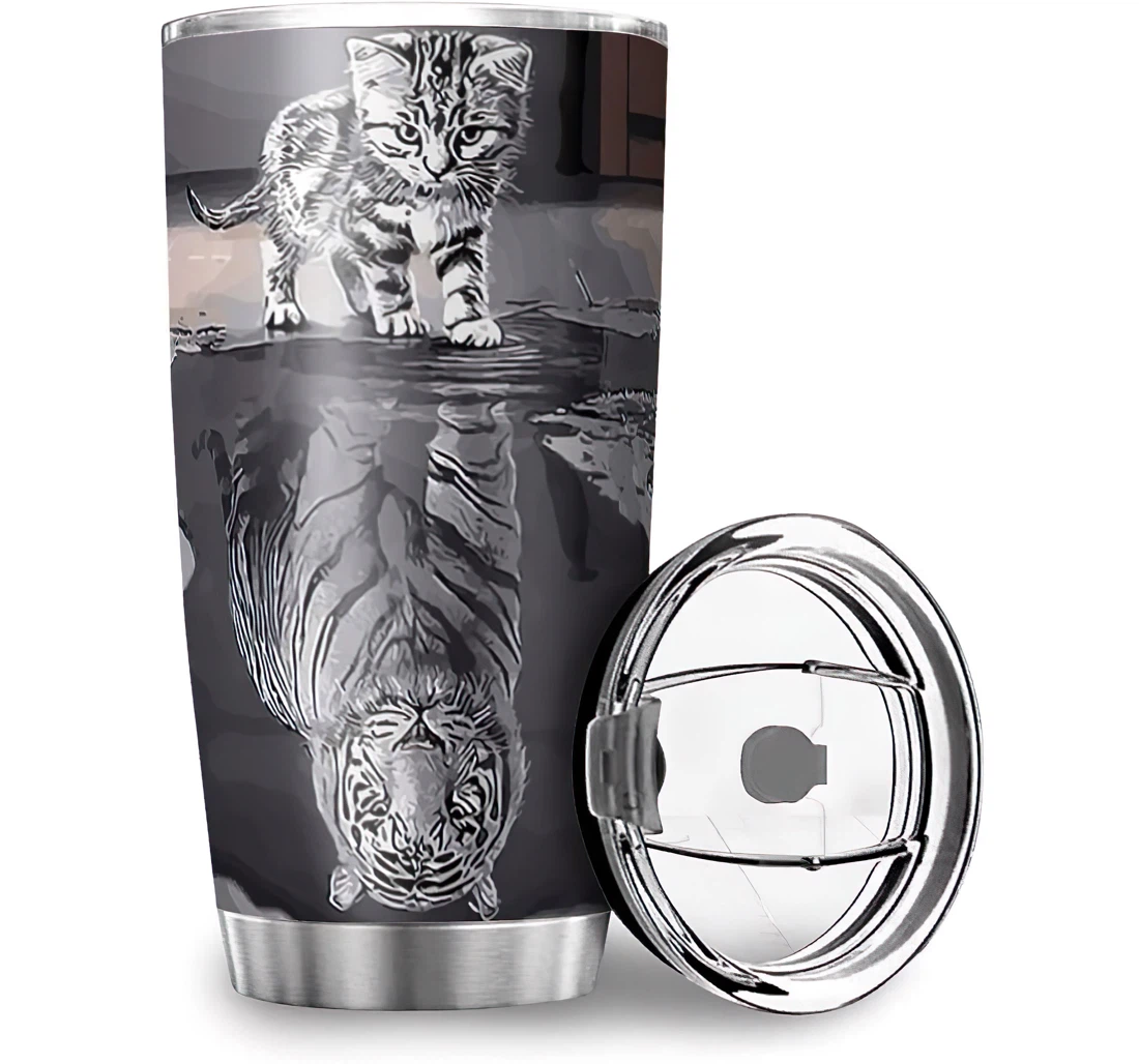 Durable Baby Cat Tiger Car Work Fitness Stainless Steel Tumbler Cup