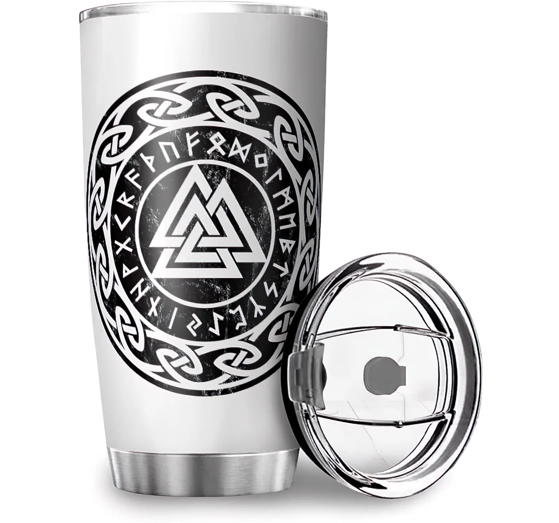 Funny Viking Runes Valknut Print Fathers Day Mothers Day Stainless Steel Tumbler Cup