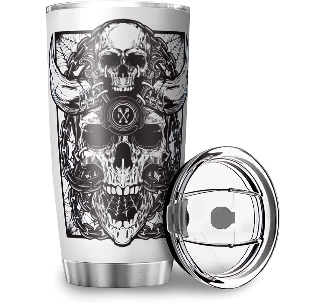 Fun Viking Skull Tarot Design Ice Drinks Stainless Steel Tumbler Cup