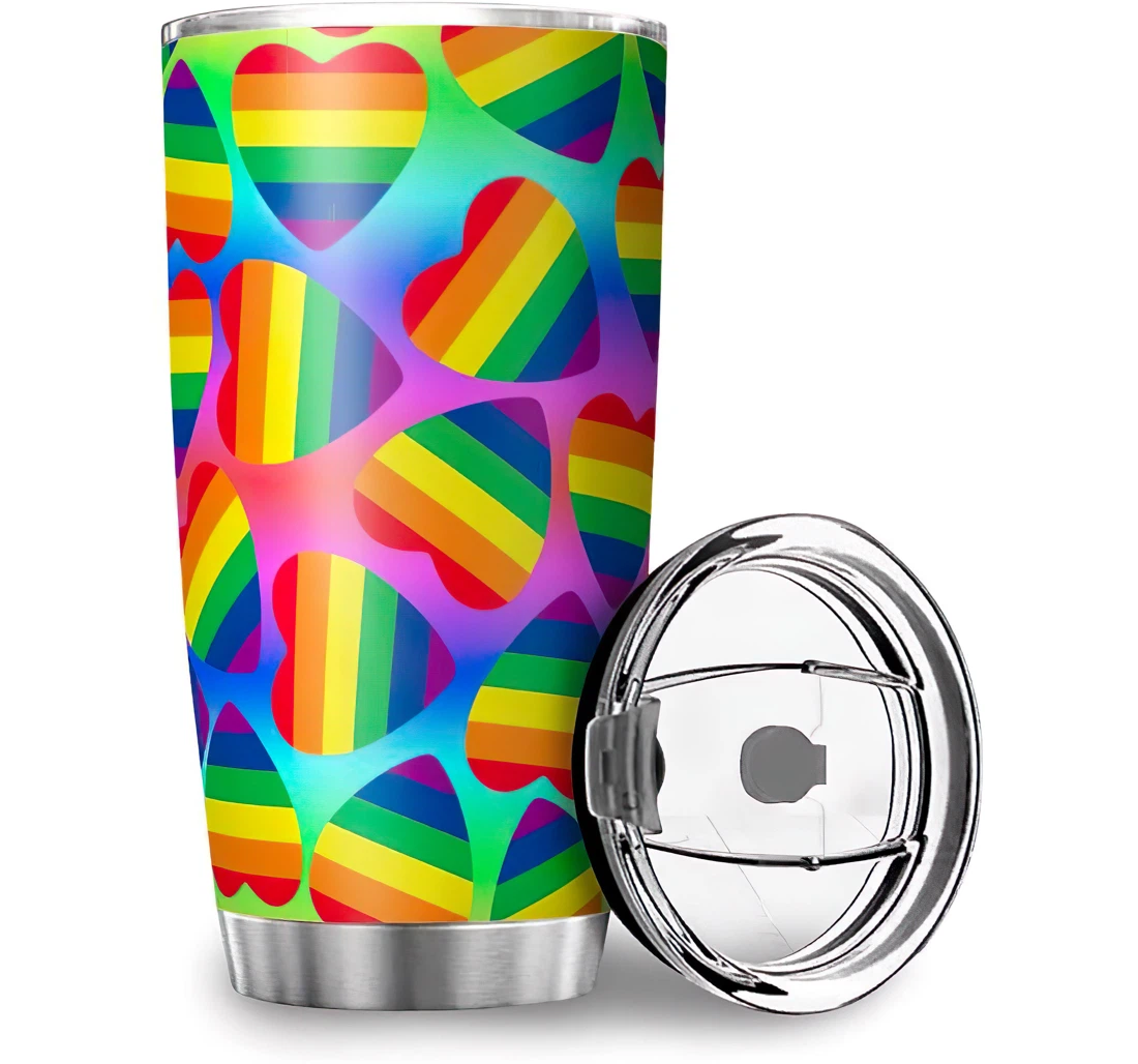 Funny Love Rainbow Hearts Printed Car Friend Friendship Stainless Steel Tumbler Cup