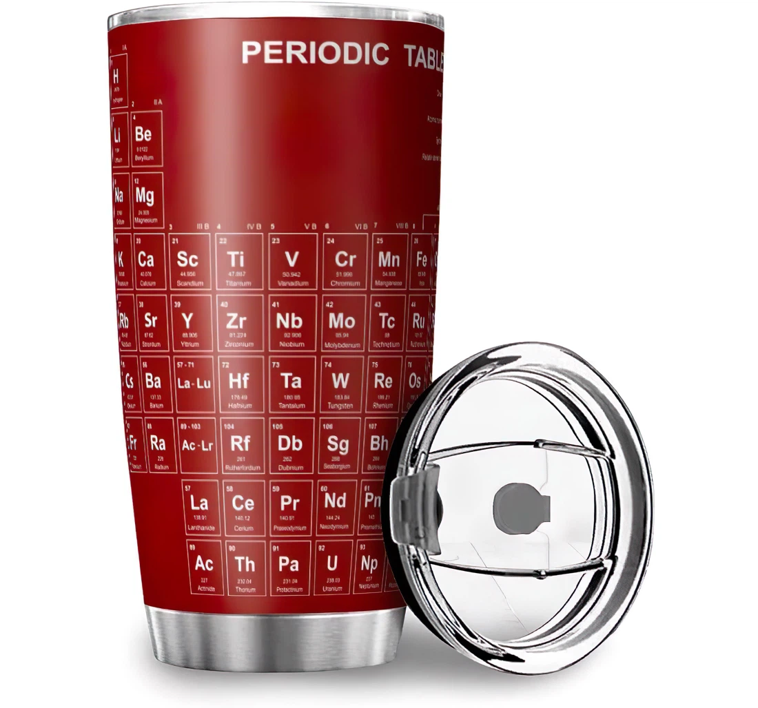 Custom Periodic Table Red Design Ice Drinks Stainless Steel Tumbler Cup