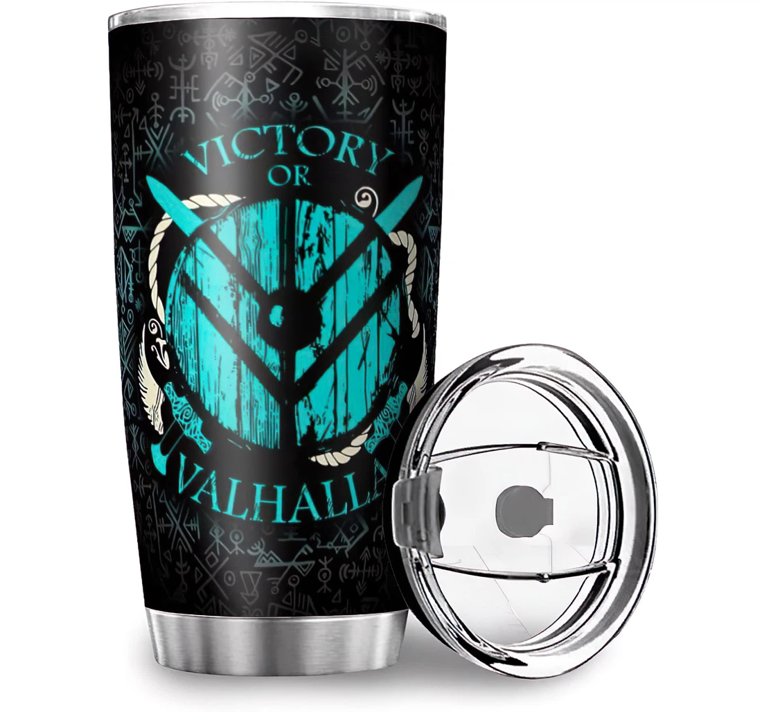 Durable Viking Victory Or Valhalla Design Husband Wife Stainless Steel Tumbler Cup