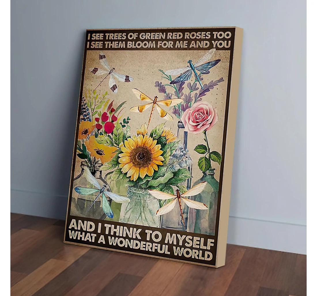 Poster, Canvas - Roses Dragonfly Gifts Print Framed Wall Art