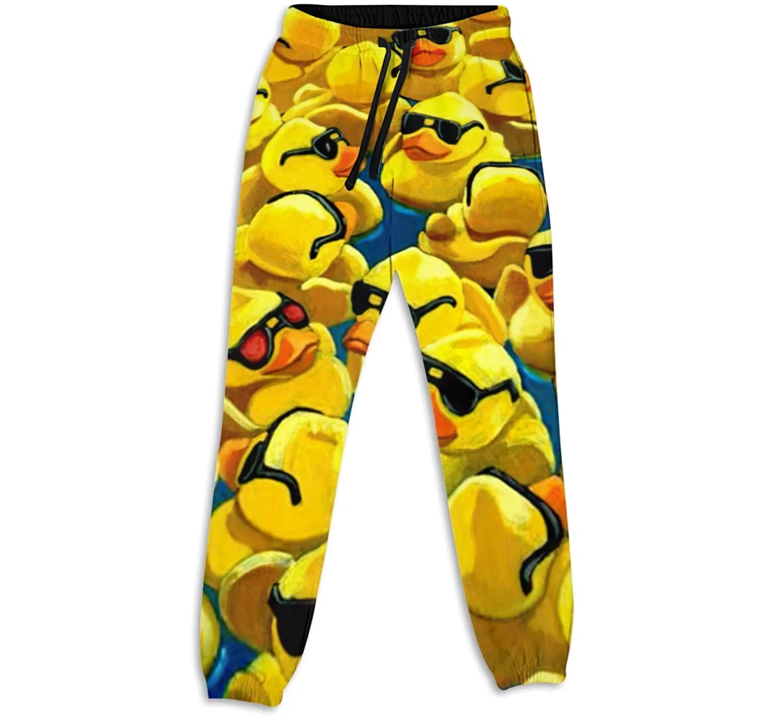 Personalized Graphic Rubber Duck Cool Sunglasses Sweatpants, Joggers Pants With Drawstring For Men, Women