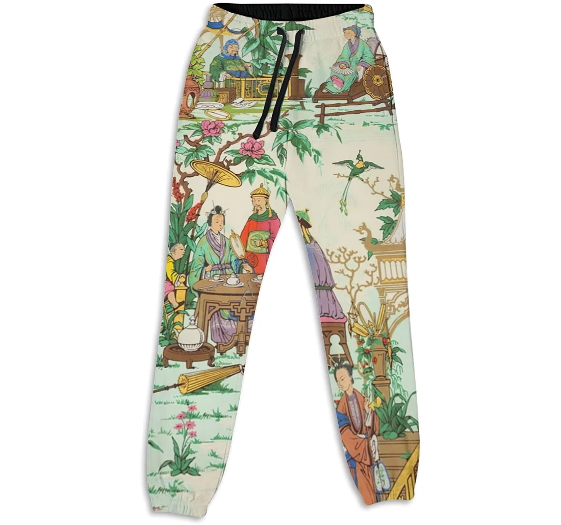 Personalized Casual Chinese Style Chinoiserie Toile Ancient Sweatpants, Joggers Pants With Drawstring For Men, Women
