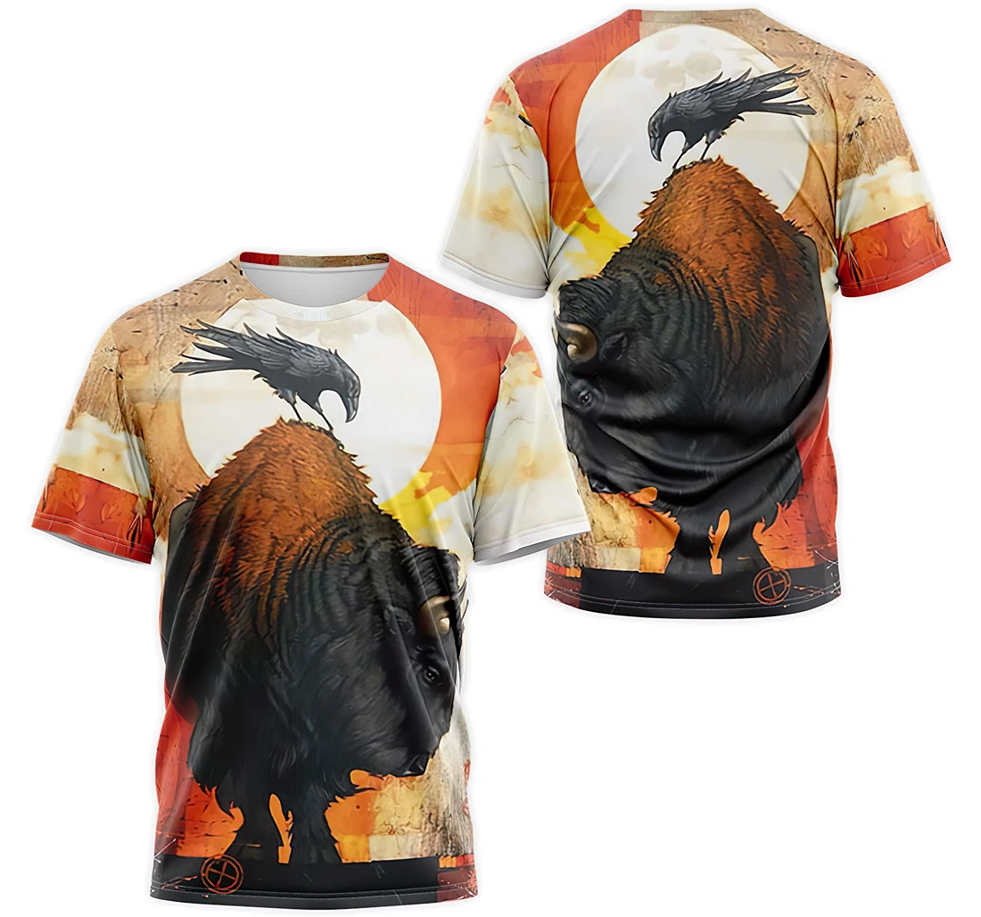 Personalized T-Shirt, Hoodie - Native American Bison Bull Buffalo Sun 3D Printed