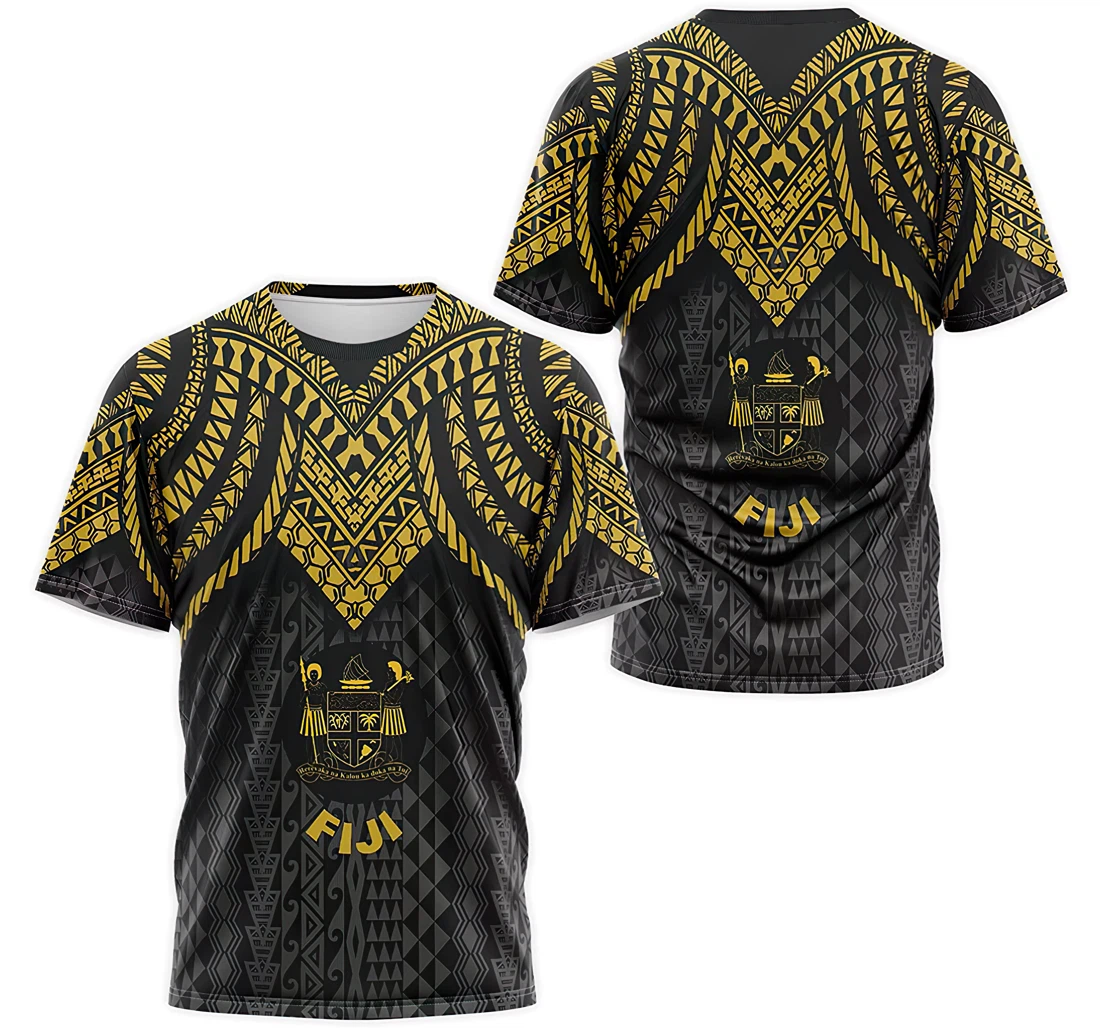 Personalized T-Shirt, Hoodie - Gold Fiji Coat Of Arms Tribal Tattoo 3D Printed