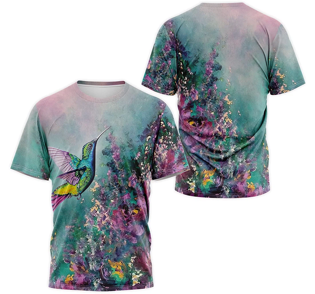 Personalized T-Shirt, Hoodie - Hummingbird Wild Flower Oil Painting 3D Printed