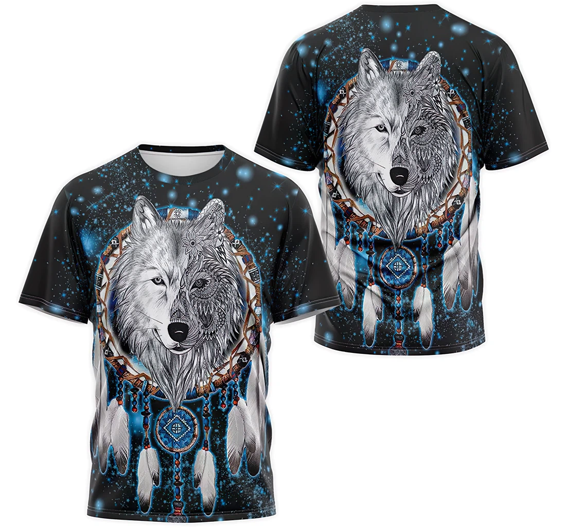 Personalized T-Shirt, Hoodie - Galaxy Wolf Deamcatcher Native American 3D Printed