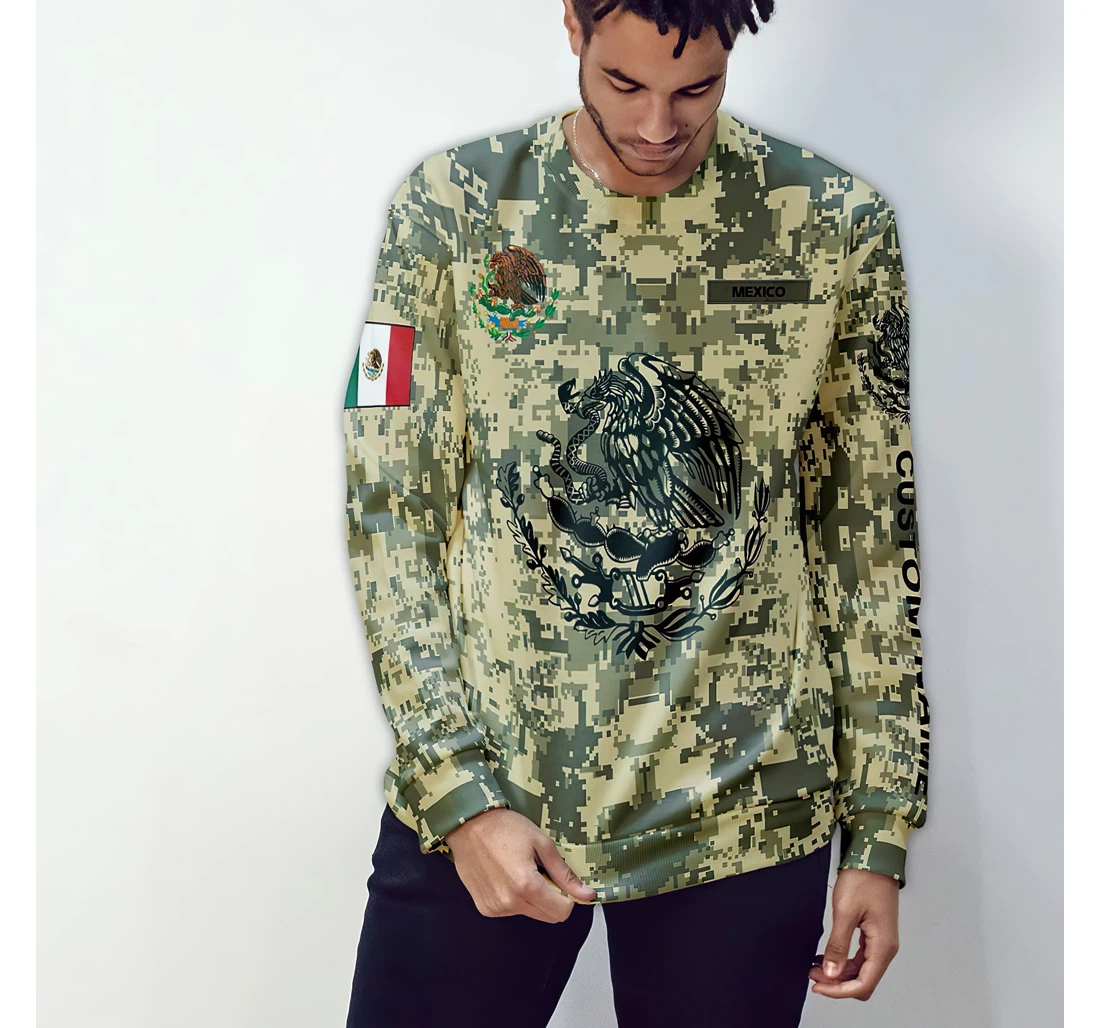 T-Shirt, Hoodie - Custom Name Mexico Coat Of Arms Mexican Flas Camo 3D Printed