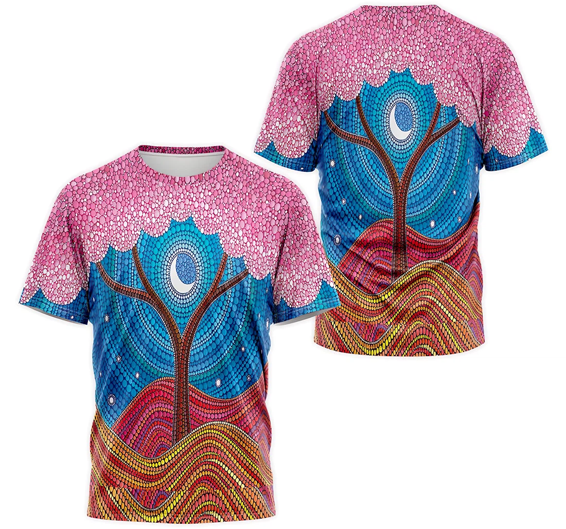 Personalized T-Shirt, Hoodie - Peach Tree Mandala Moon 3D Printed