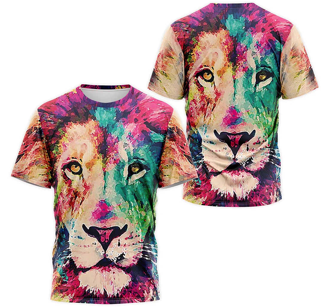 Personalized T-Shirt, Hoodie - Multicolor Lion Face Art 3D Printed