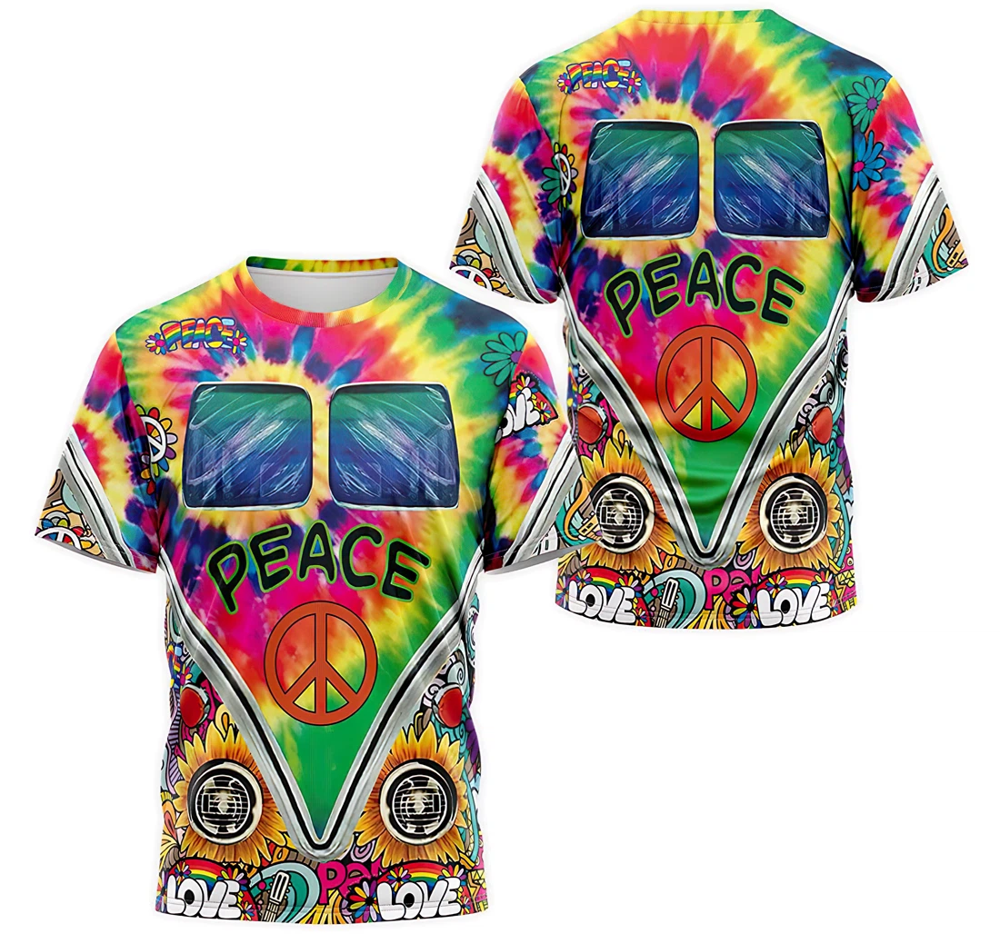 Personalized T-Shirt, Hoodie - Hippie Tie Dye Peace Car 3D Printed