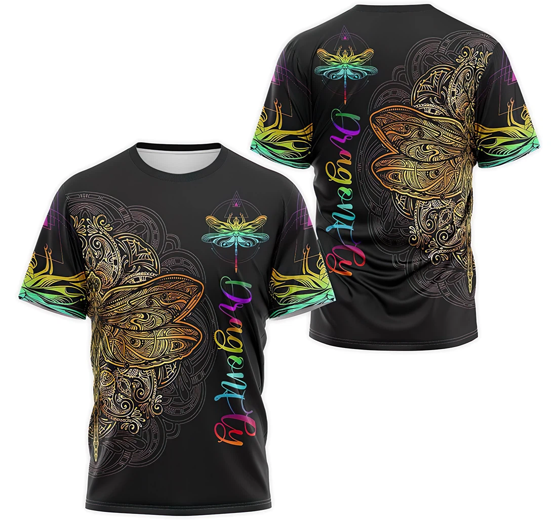 Personalized T-Shirt, Hoodie - Dragonfly Muticolor Mandala 3D Printed