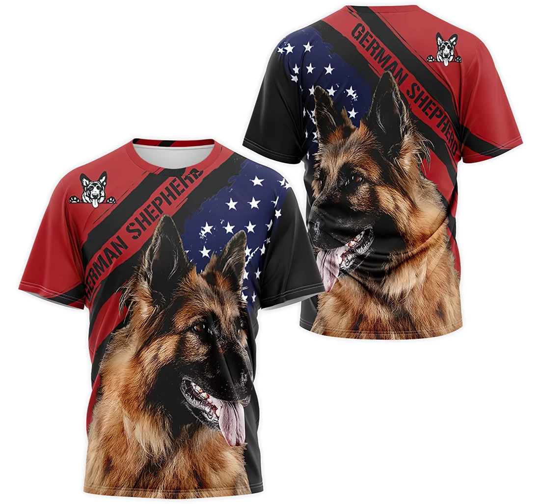 Personalized T-Shirt, Hoodie - German Shepherd Us Flag 3D Printed