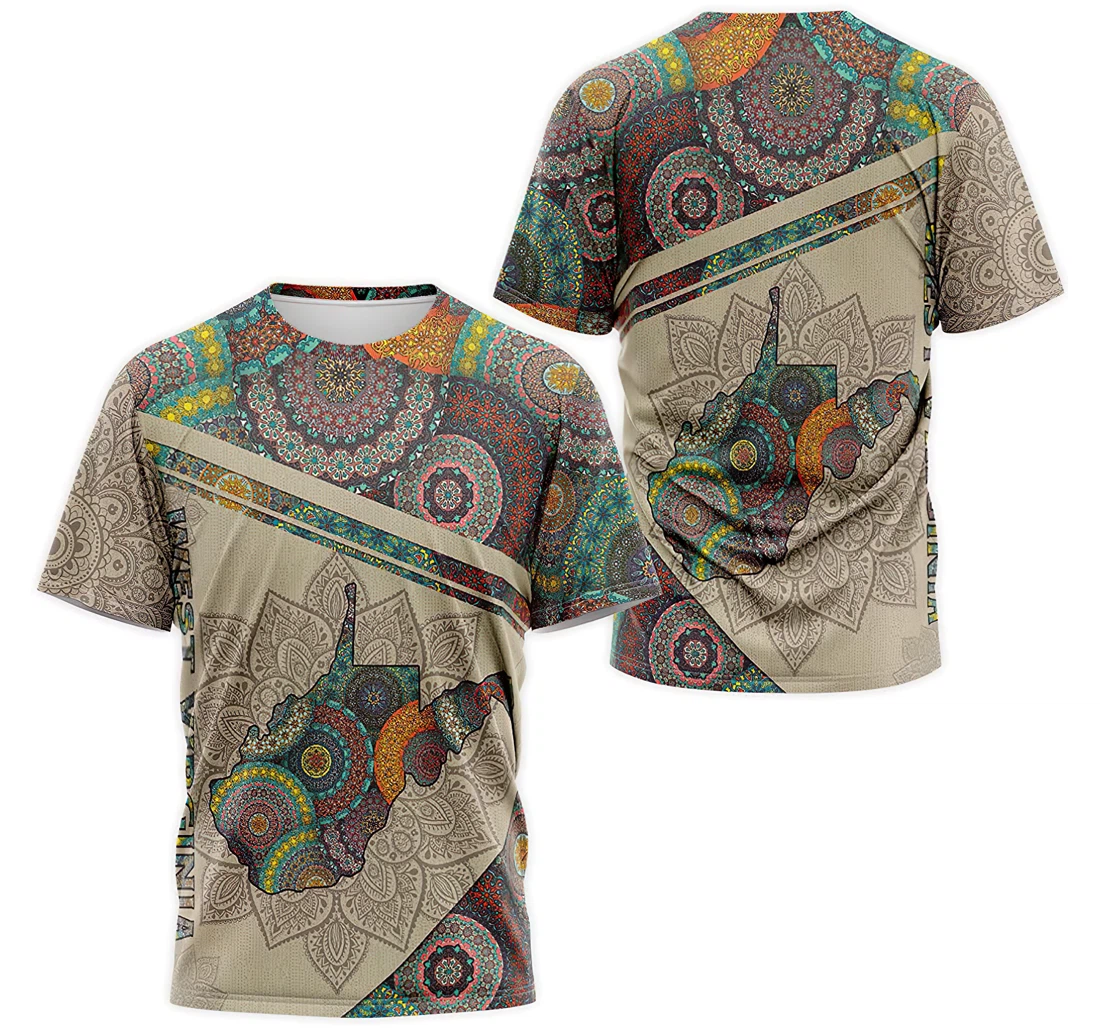 Personalized T-Shirt, Hoodie - West Virginia Flag Map Mandala 3D Printed