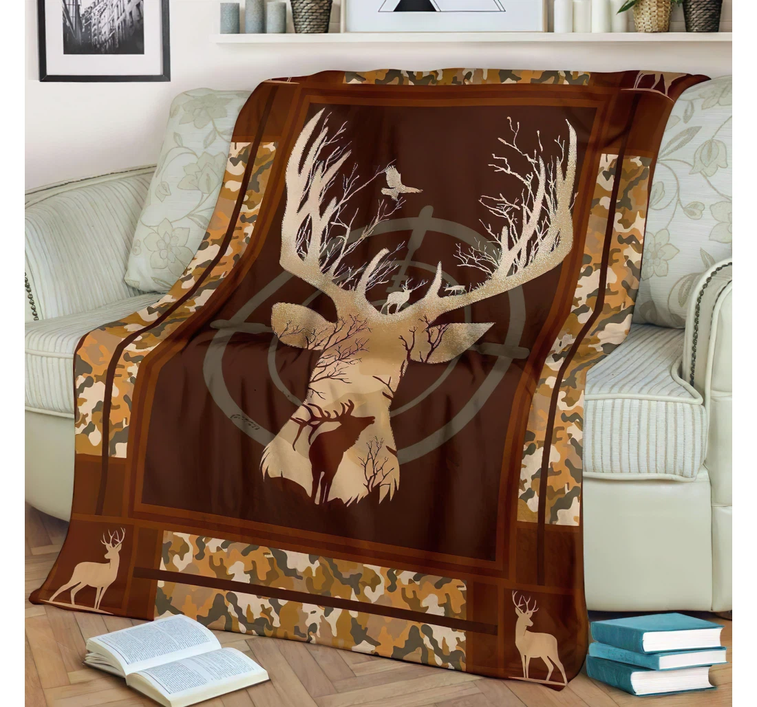 Throw Blanket, Quilt - Personalized Gifts Deer Hunting Gifts Great Ideas Sherpa Fleece