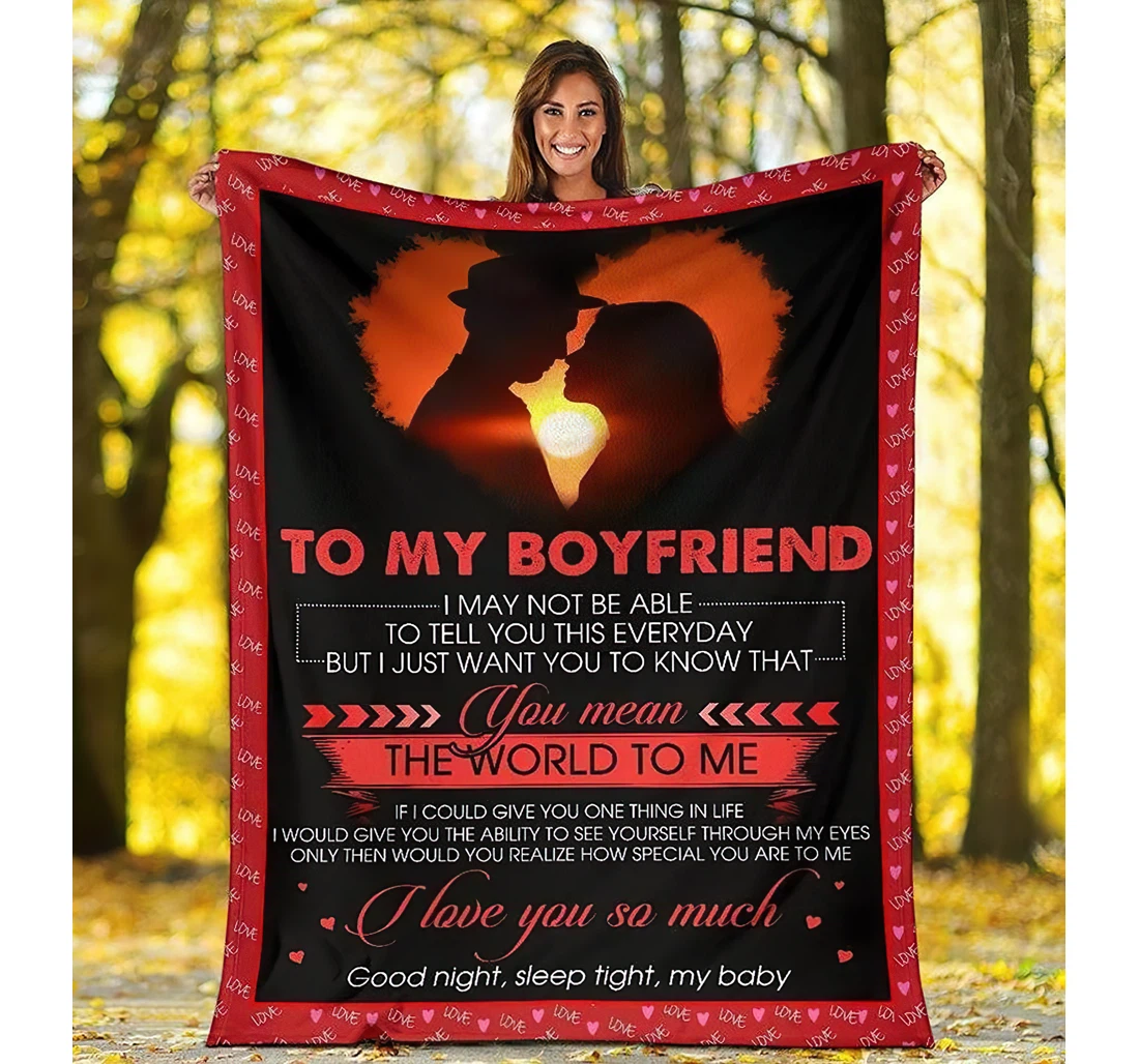 Throw Blanket, Quilt - Personalized Gifts To My Boyfriend You Mean The World To Me Gifts Great Ideas Sherpa Fleece