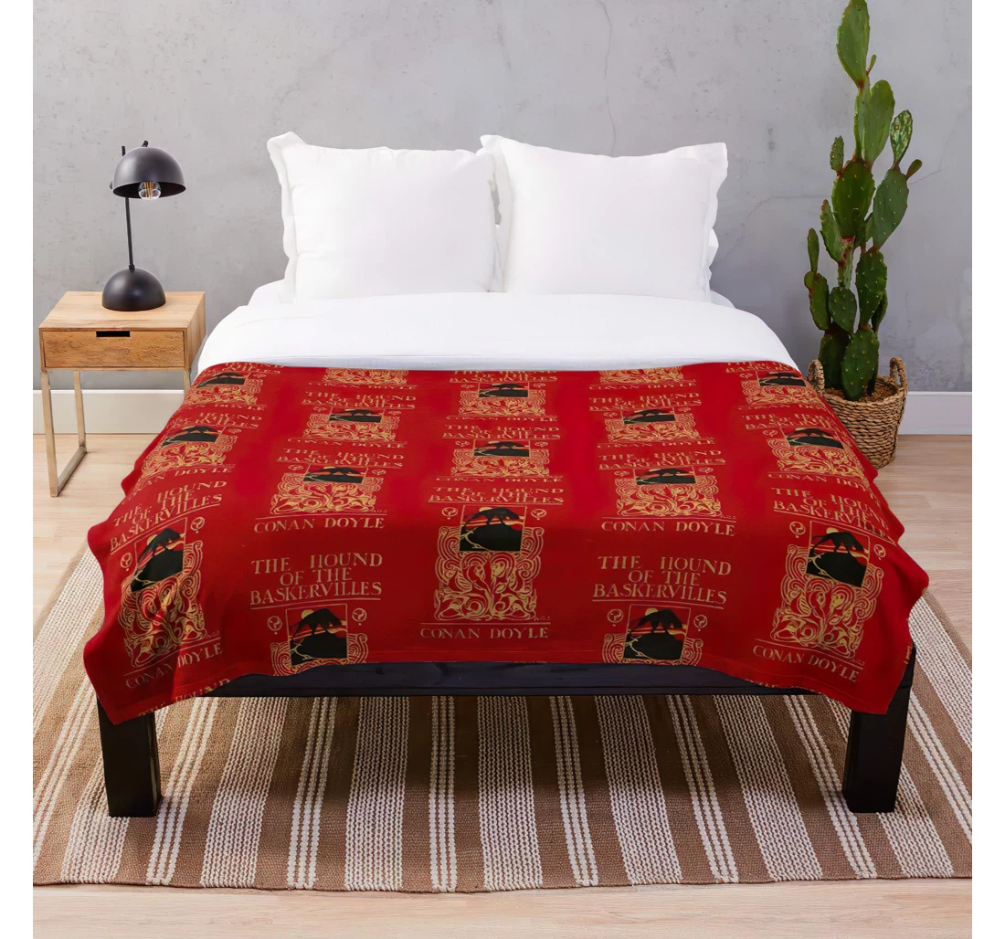 Throw Blanket, Quilt - Arthur Baskervilles Hound Conan Resolution Gray Holmes Sherlock High Customize Sherpa Fleece