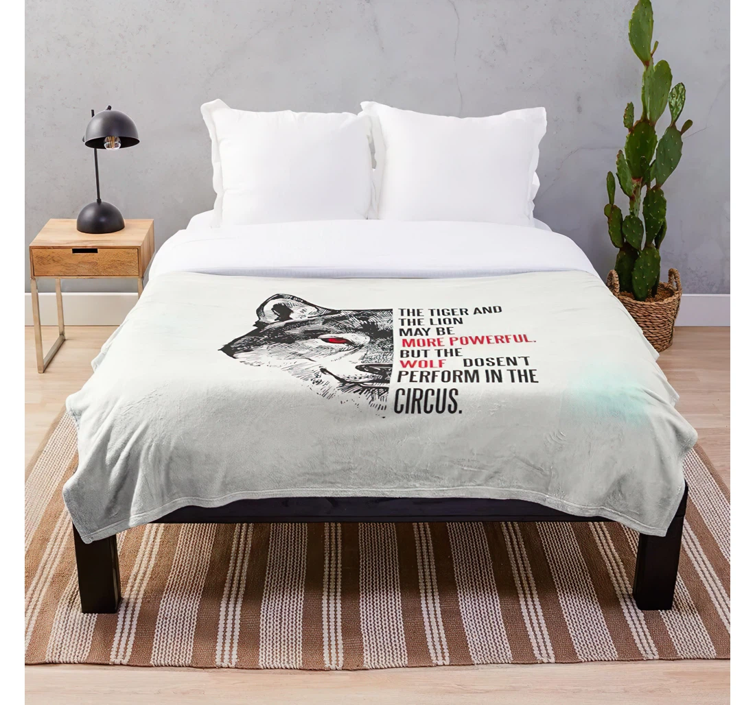Throw Blanket, Quilt - Quotes Motivational Quirky Lion Clever Wolf Tiger Inspirational Customize Sherpa Fleece