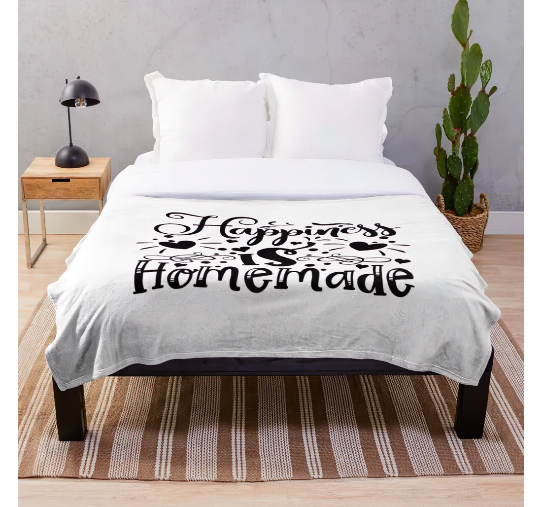 Throw Blanket, Quilt - Inspiring Quotes Love Family Happiness Quote Be Happy Inspirational About Customize Sherpa Fleece