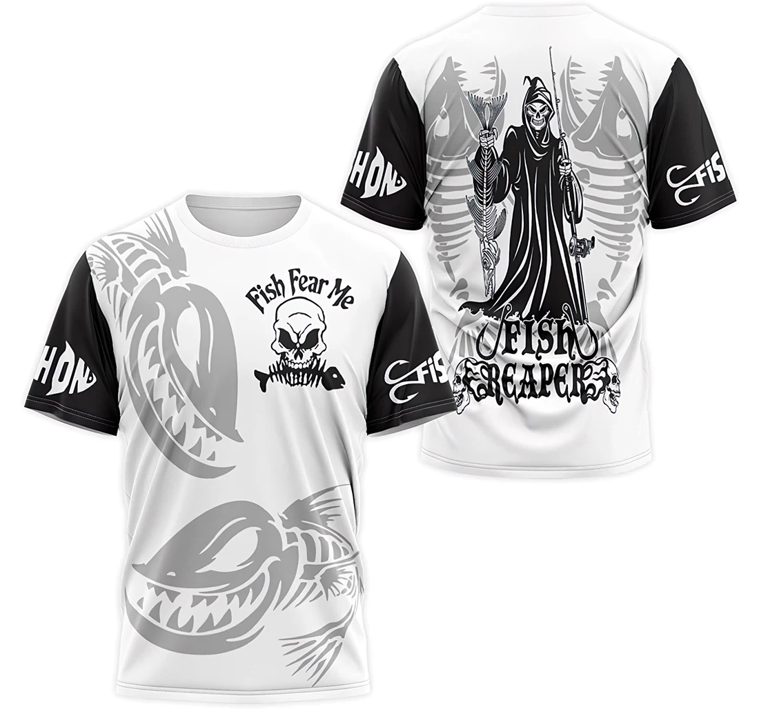 Personalized T-Shirt, Hoodie - Skull Fish Fear Me Fish Reaper 3D Printed