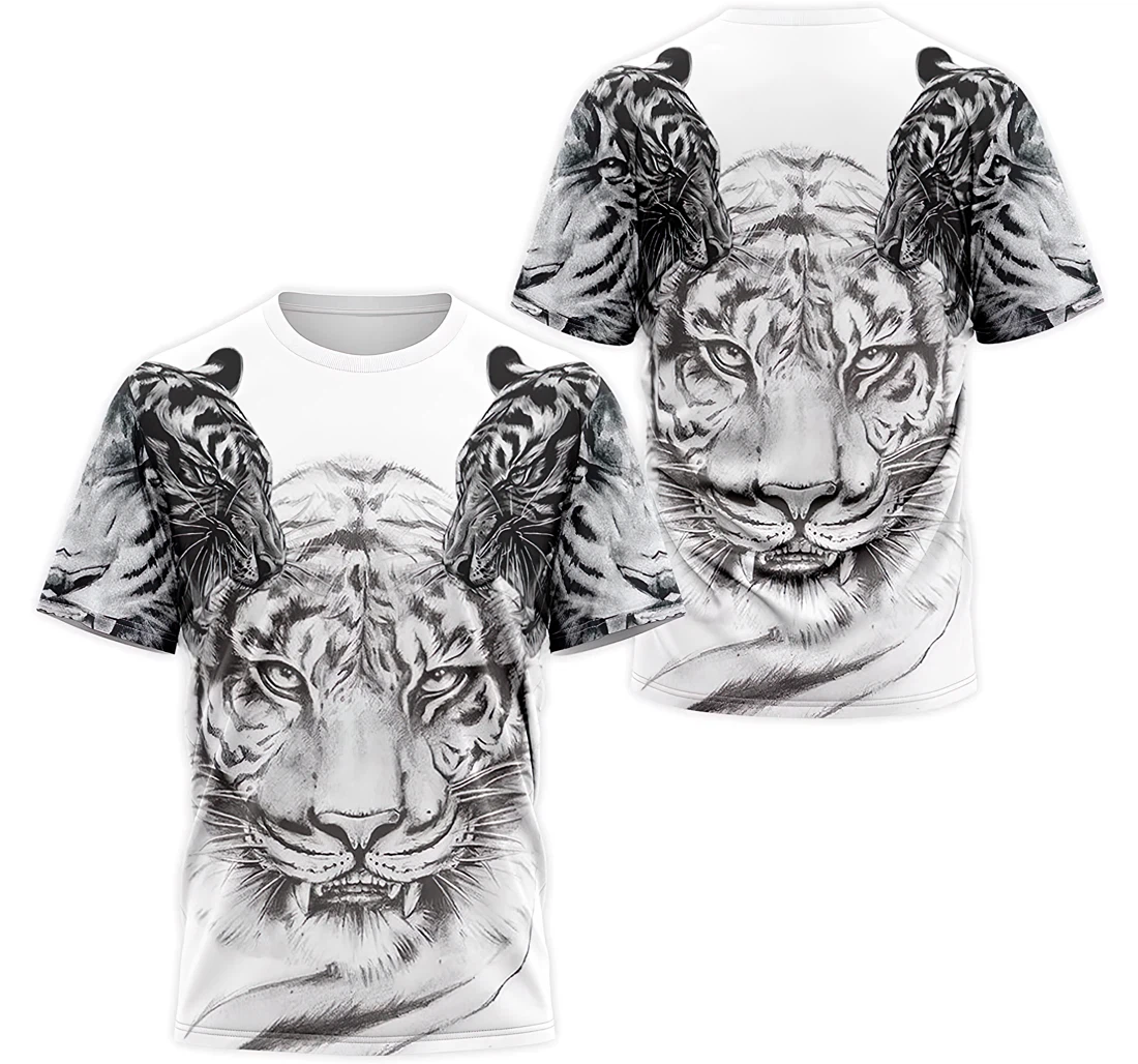 Personalized T-Shirt, Hoodie - Rose Flower Tiger Face 3D Printed