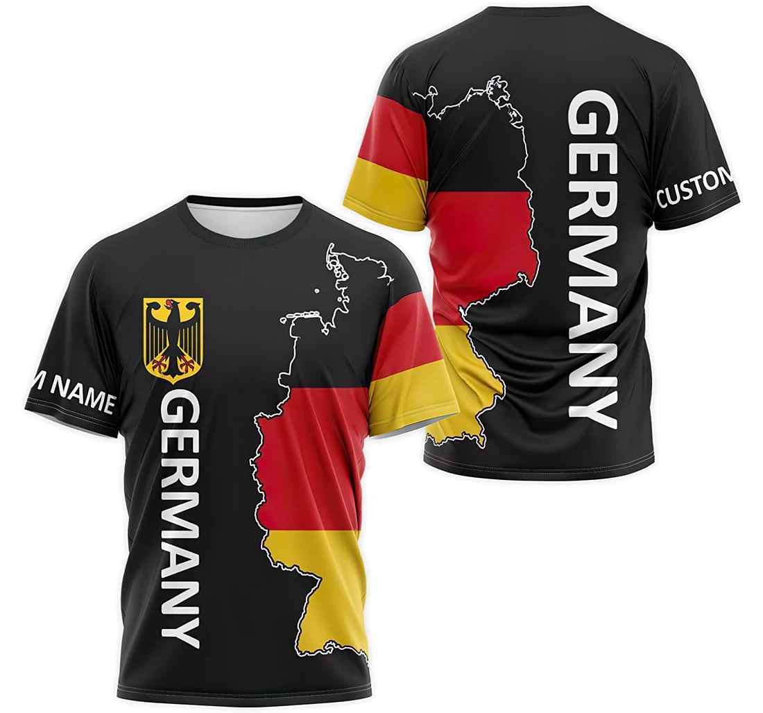 T-Shirt, Hoodie - Custom Name Germany Coat Of Arms Flag Map Small To Big 3D Printed