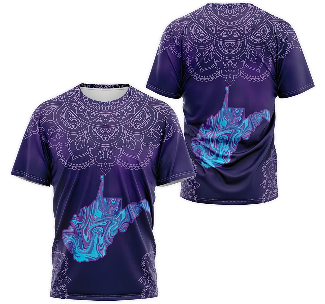 Personalized T-Shirt, Hoodie - Purple West Virginia Flag Map Mandala 3D Printed